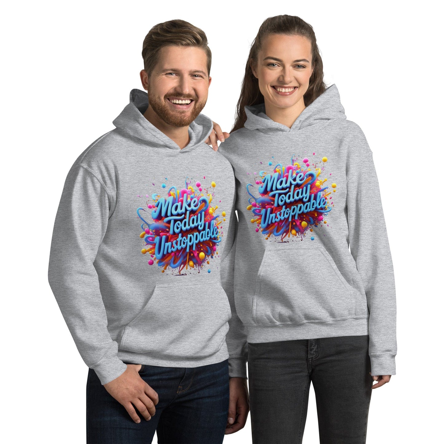 Stylish Hoodie with 3D render of "Make Today Unstoppable" - Collections by Moke 43161382