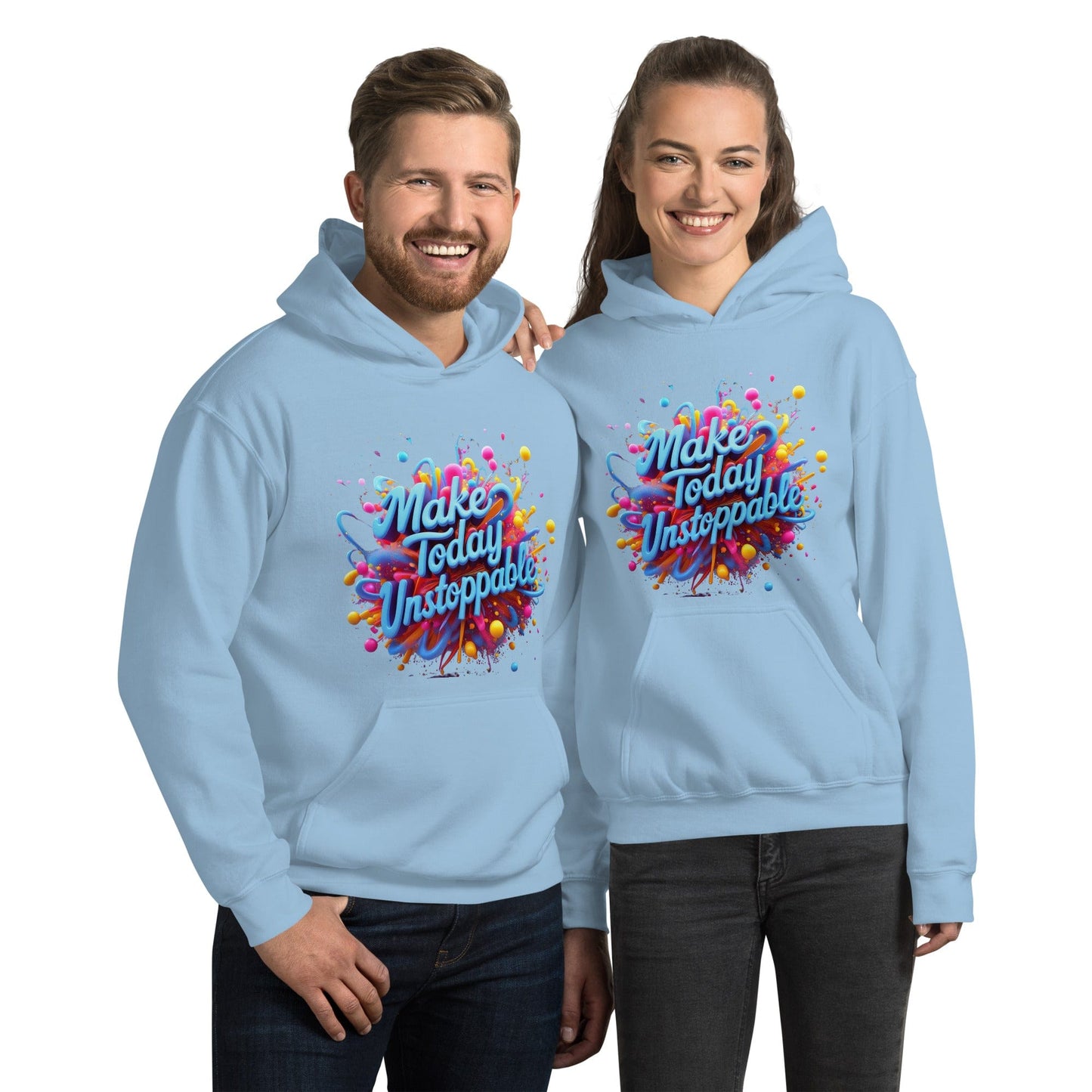 Stylish Hoodie with 3D render of "Make Today Unstoppable" - Collections by Moke 54973143
