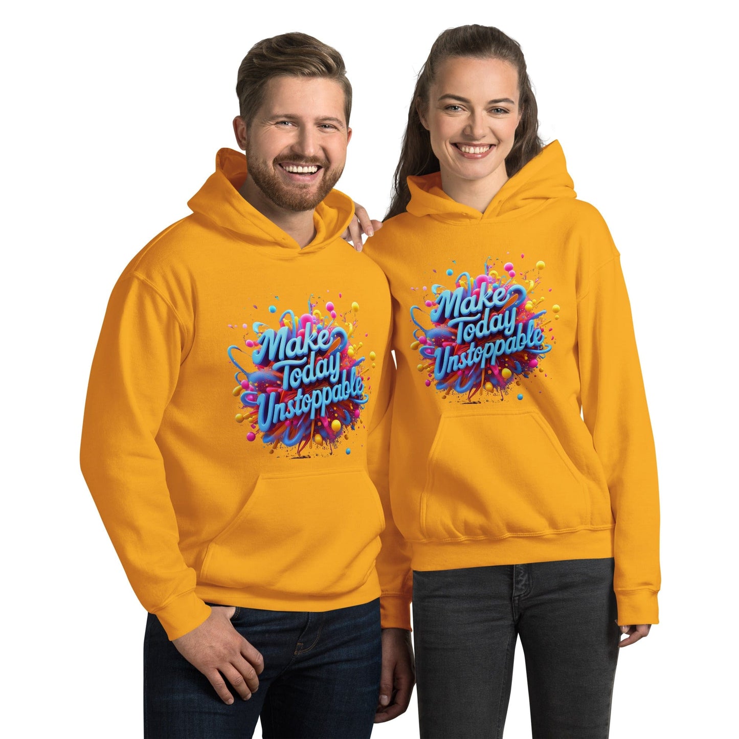 Stylish Hoodie with 3D render of "Make Today Unstoppable" - Collections by Moke 3500297