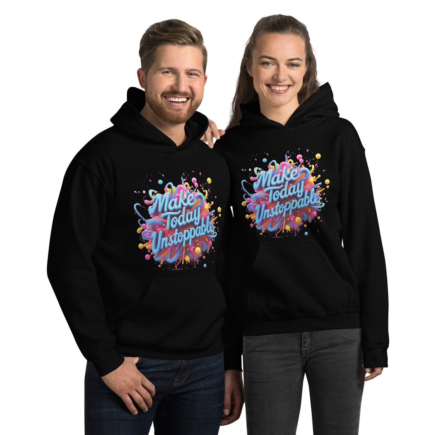 Stylish Hoodie with 3D render of "Make Today Unstoppable" - Collections by Moke 7455696