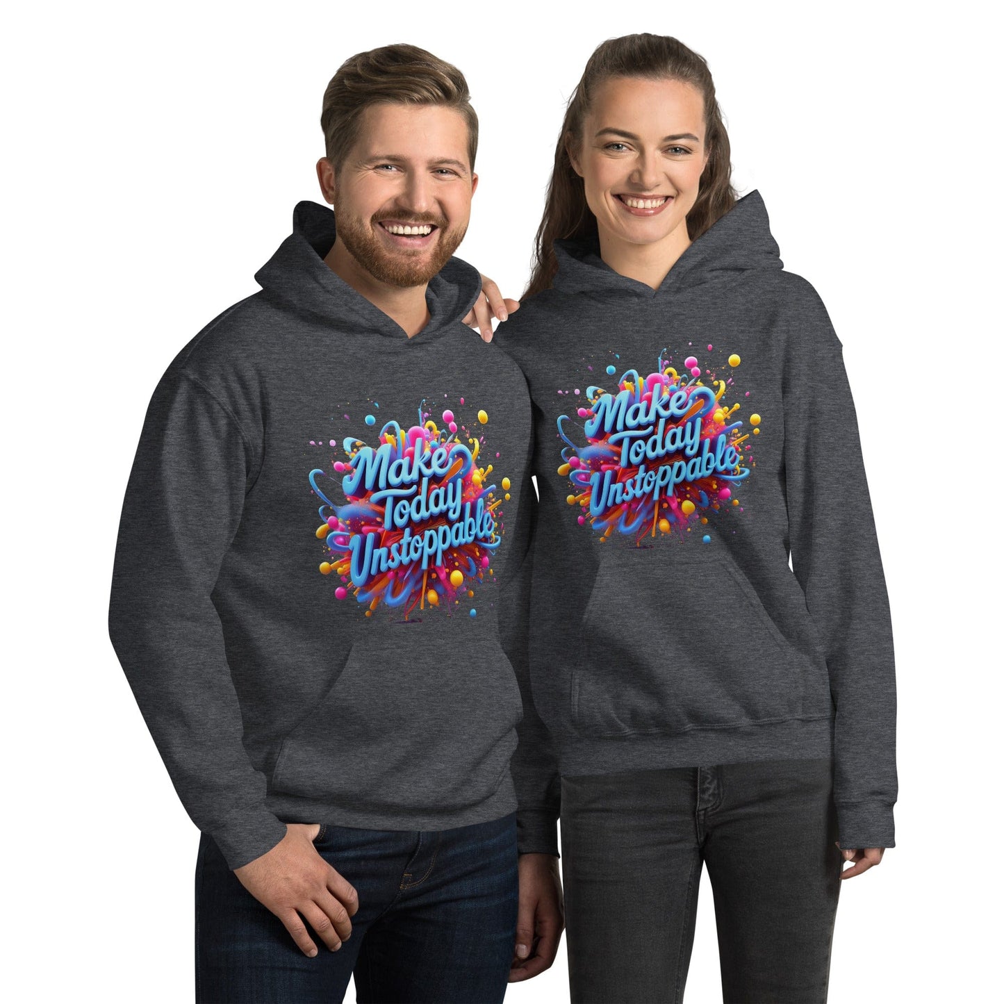 Stylish Hoodie with 3D render of "Make Today Unstoppable" - Collections by Moke 81915064