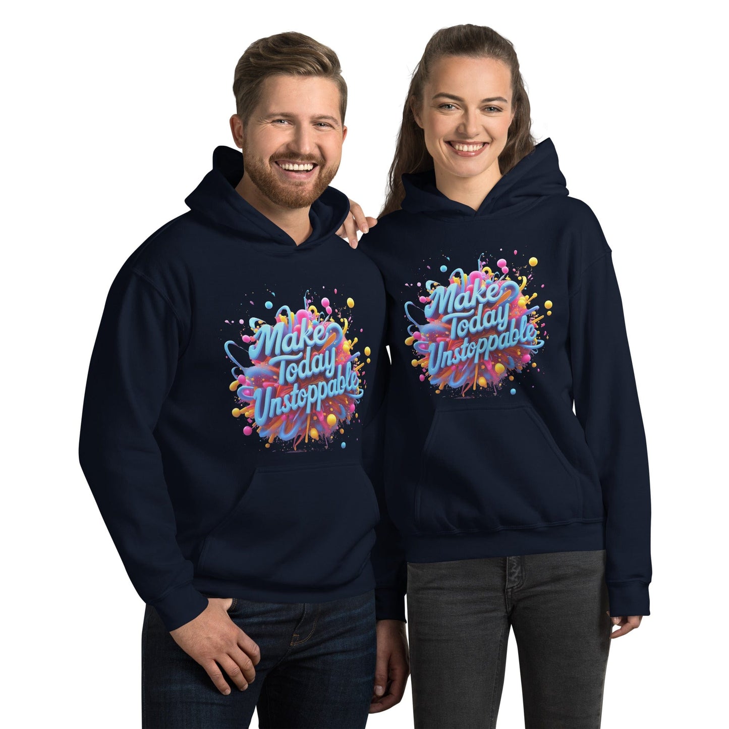 Stylish Hoodie with 3D render of "Make Today Unstoppable" - Collections by Moke 70297058