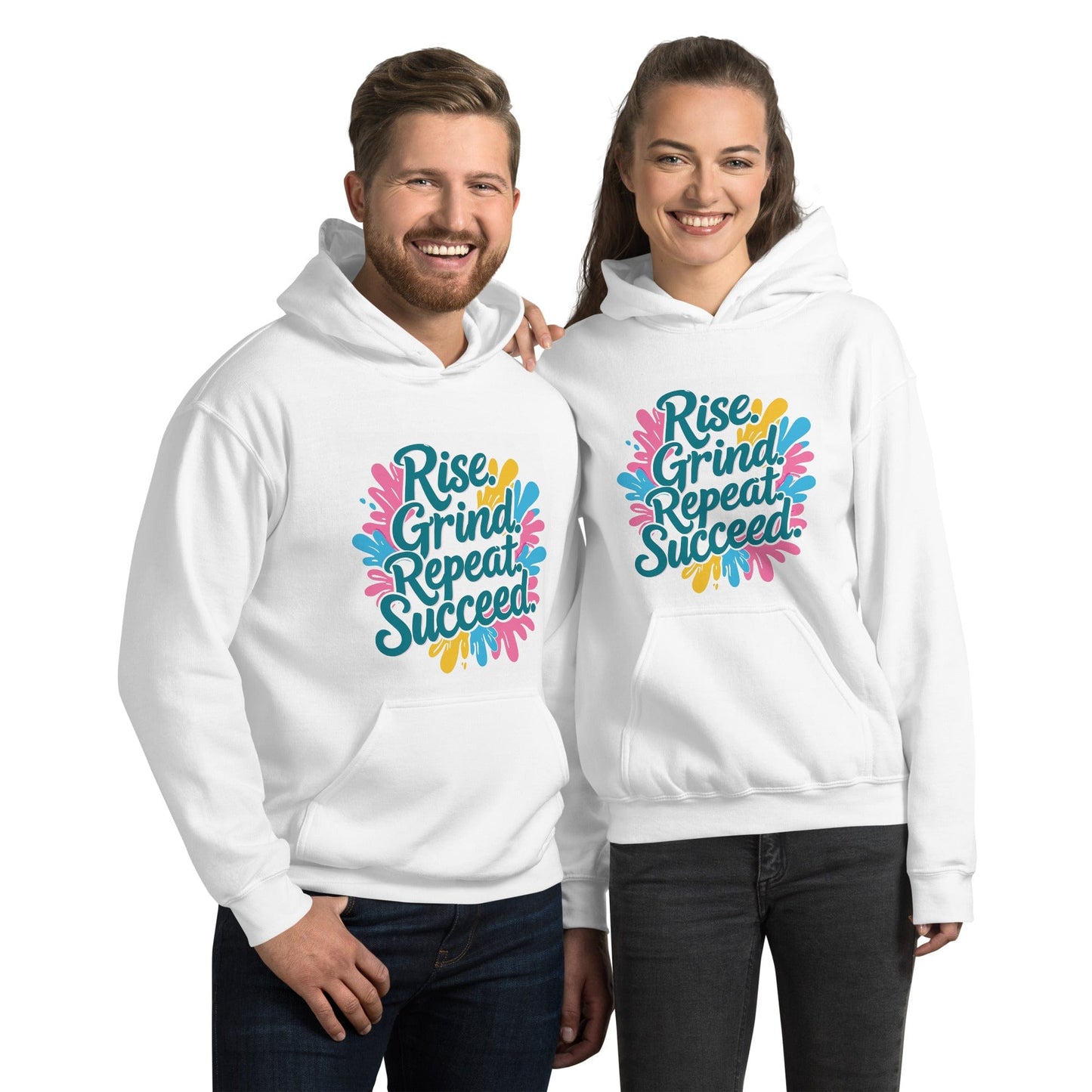Stylish Hoodie with 'Rise. Grind. Repeat. Succeed.' - Collections by Moke 42957124