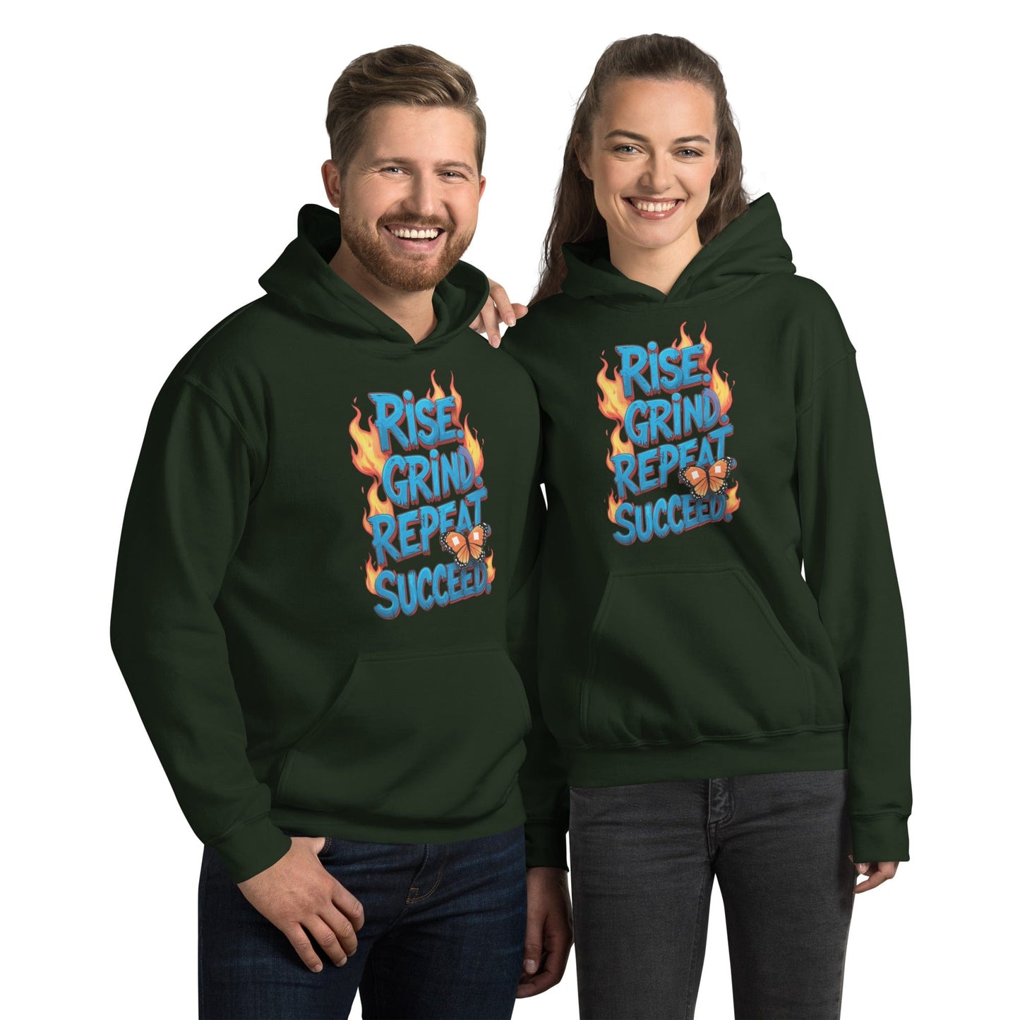 Stylish Hoodie with "Rise, Grind, Repeat, Succeed" - Collections by Moke 21135510