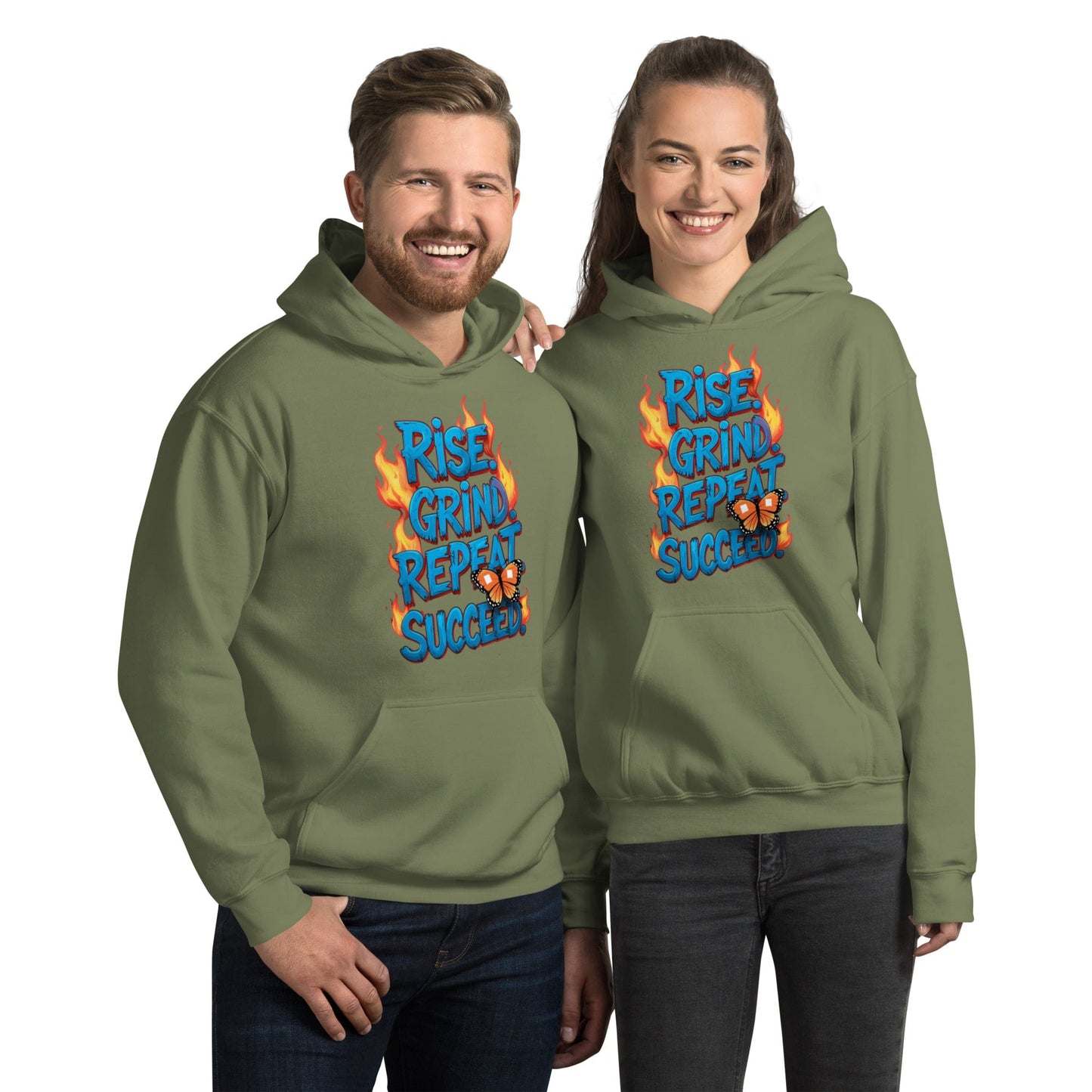 Stylish Hoodie with "Rise, Grind, Repeat, Succeed" - Collections by Moke 53604724