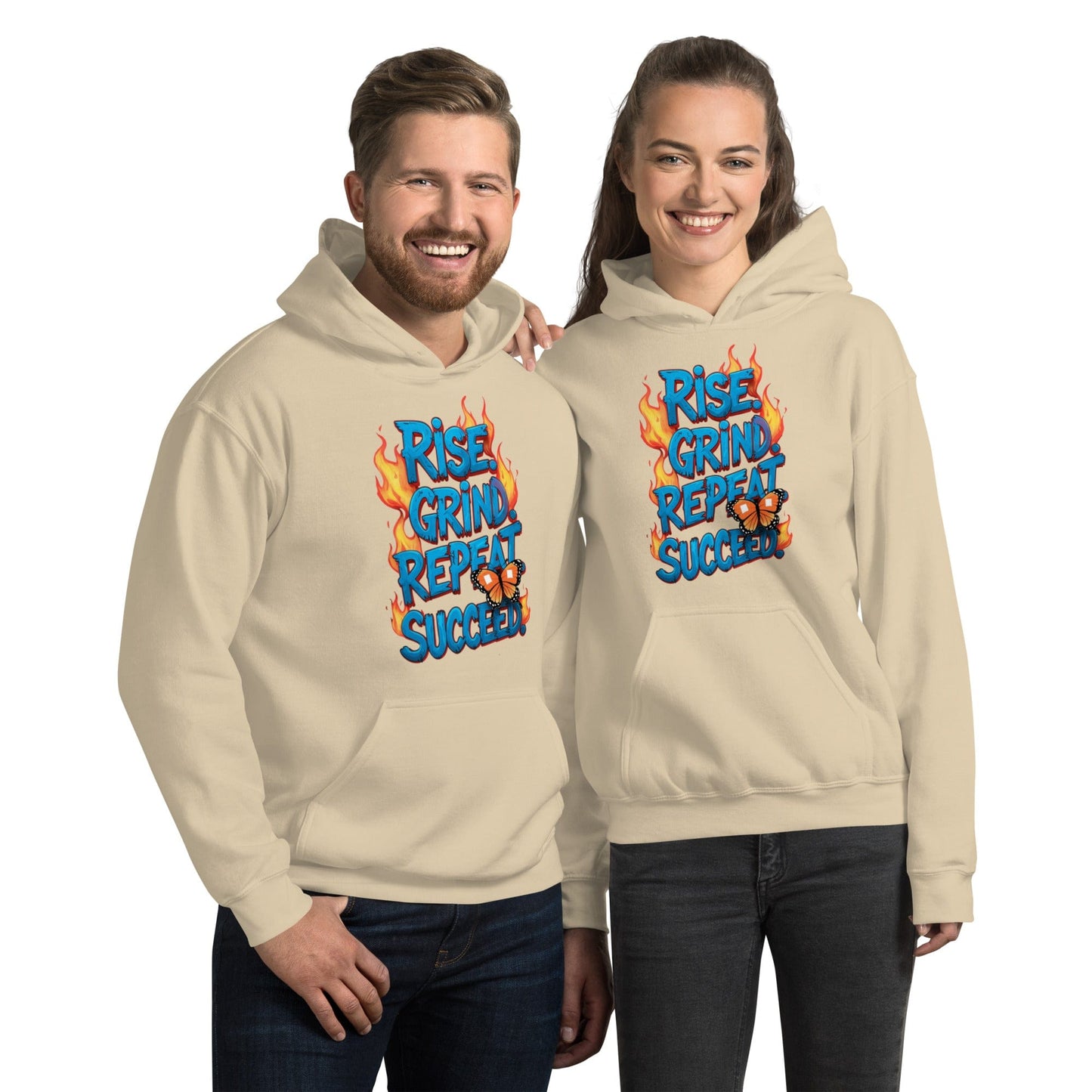 Stylish Hoodie with "Rise, Grind, Repeat, Succeed" - Collections by Moke 57647198