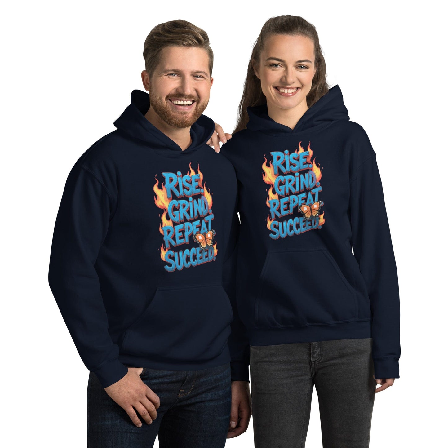 Stylish Hoodie with "Rise, Grind, Repeat, Succeed" - Collections by Moke 18343186