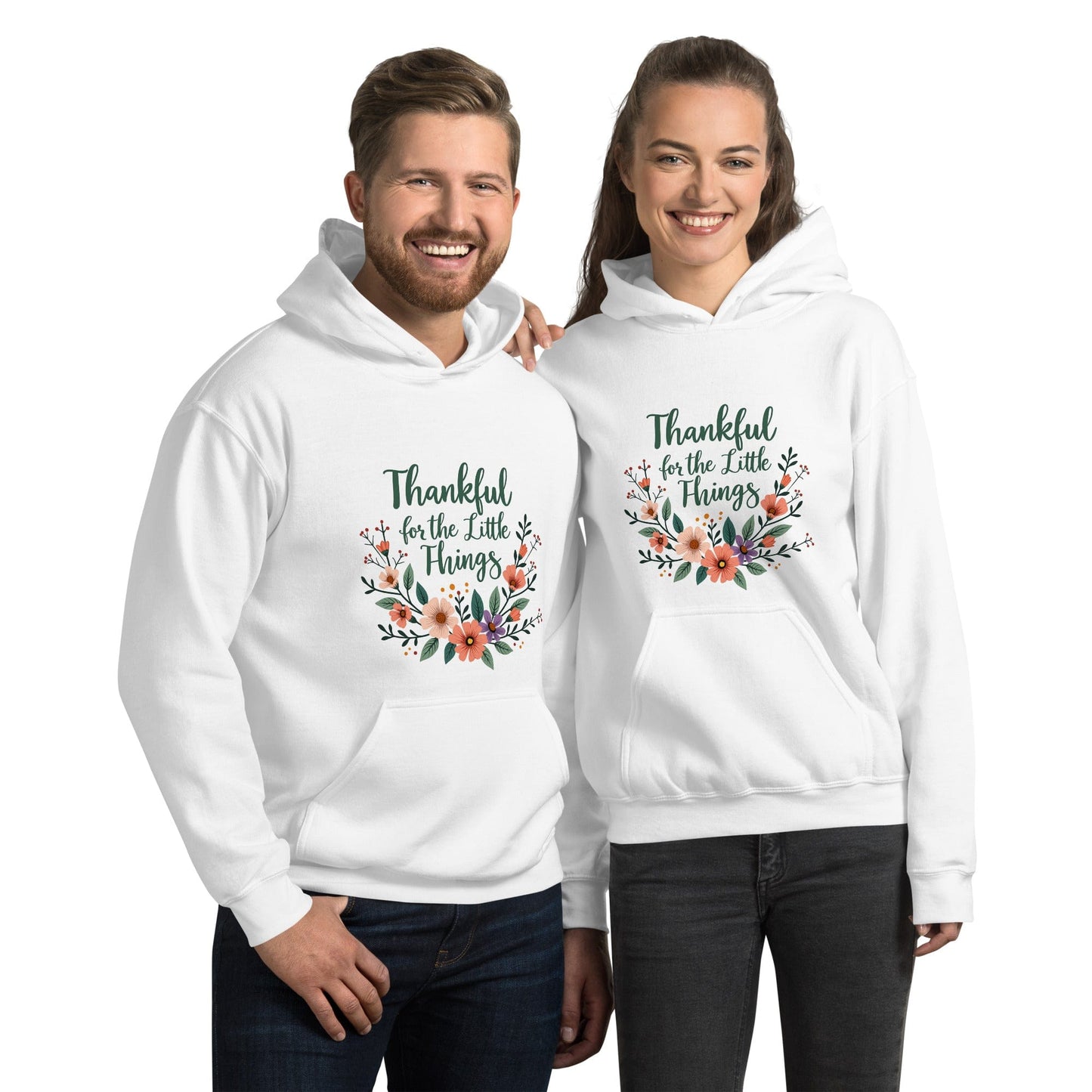 Stylish Hoodie with “Thankful for the Little Things” - Collections by Moke 10506951
