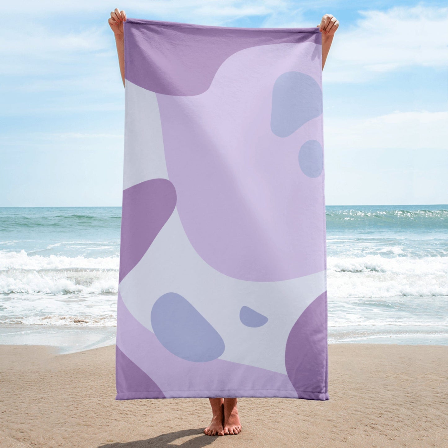 Towel with pastel colors of light purple, lavender, and soft blue - Collections by Moke 43635819