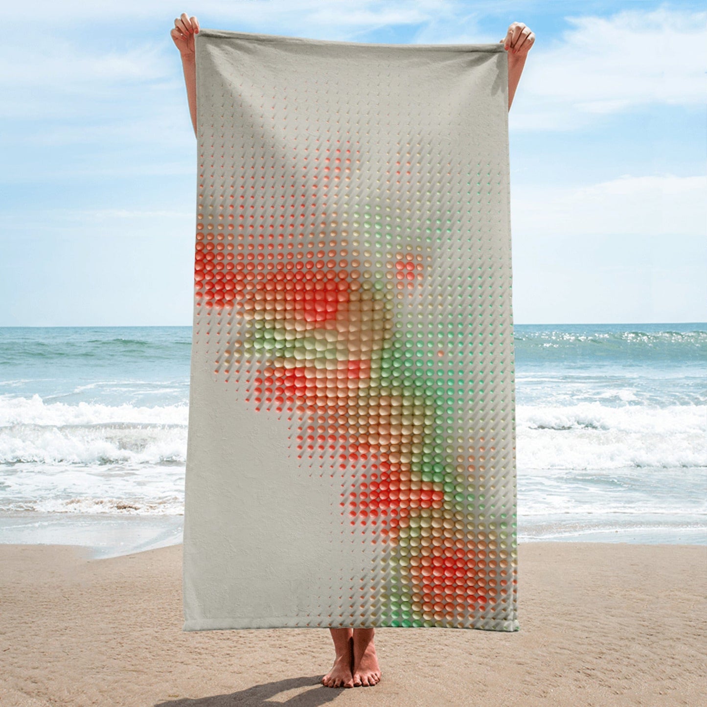 Towel with textured background in a light beige color - Collections by Moke 73766140