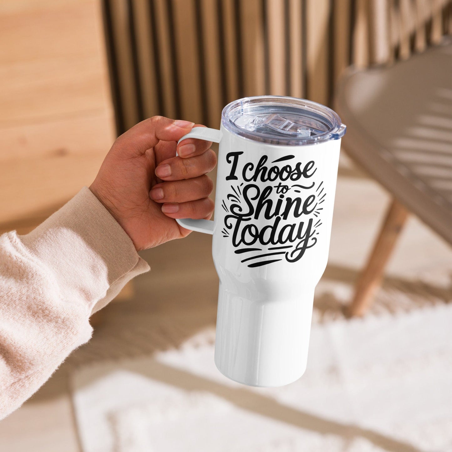 Travel Mug with a handle with "I choose to shine today" - Collections by Moke 40179927