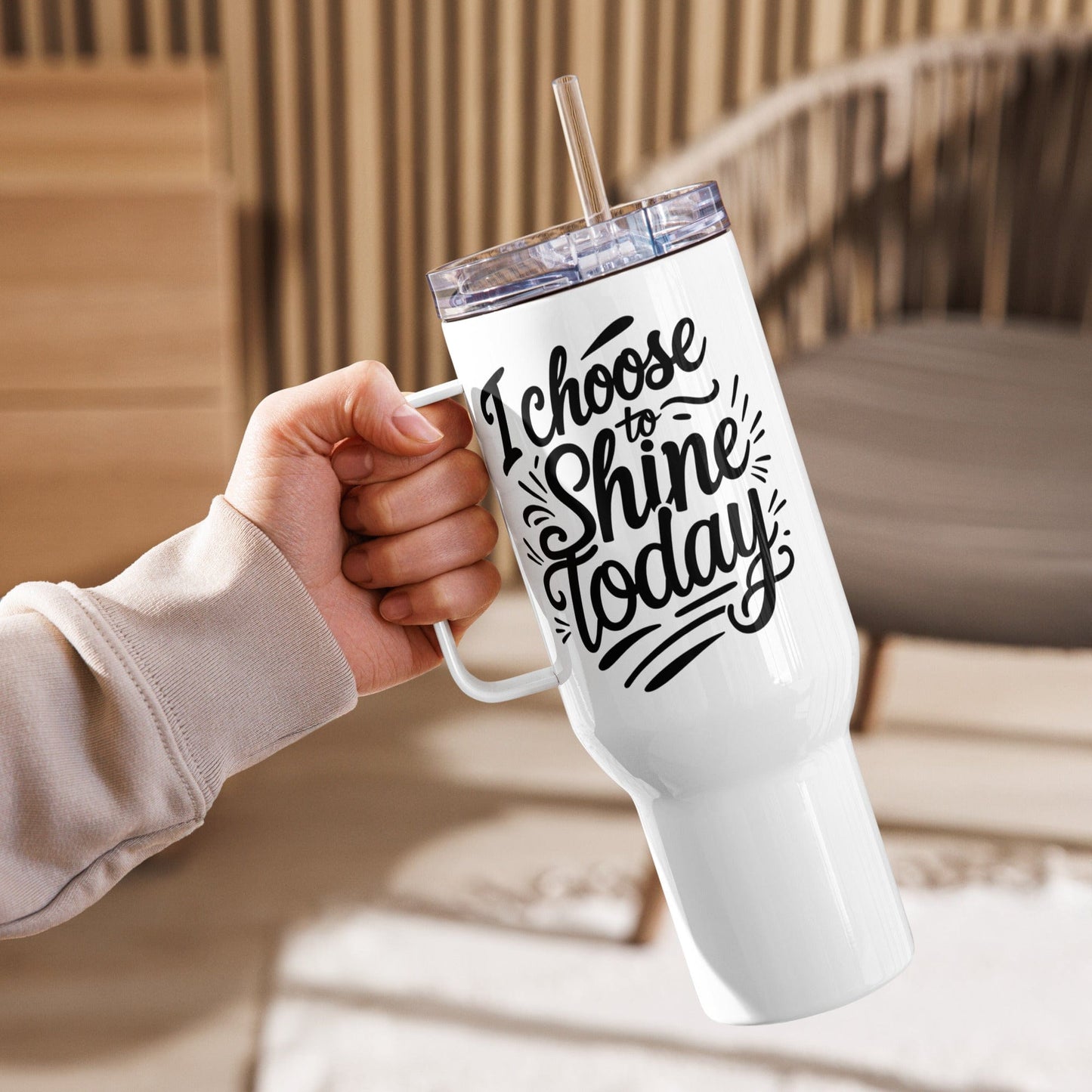 Travel Mug with a handle with "I choose to shine today" - Collections by Moke 47117377