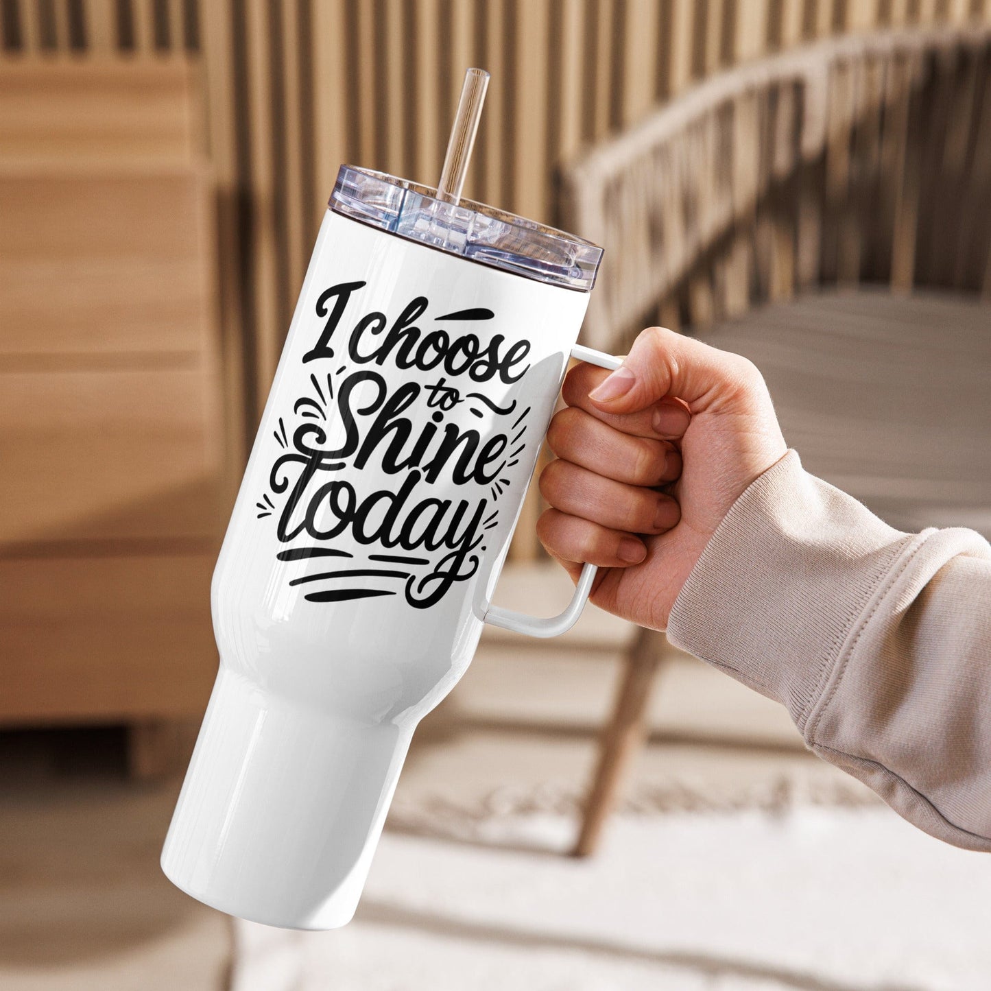 Travel Mug with a handle with "I choose to shine today" - Collections by Moke 29865769