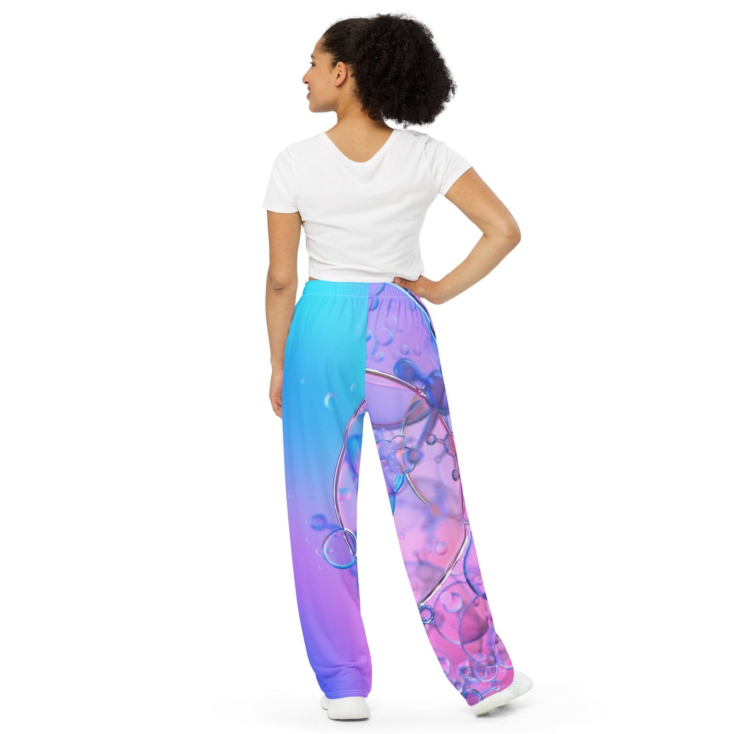 Wide-leg colourful pants with gradient turquoise and pink - Collections by Moke 27184099