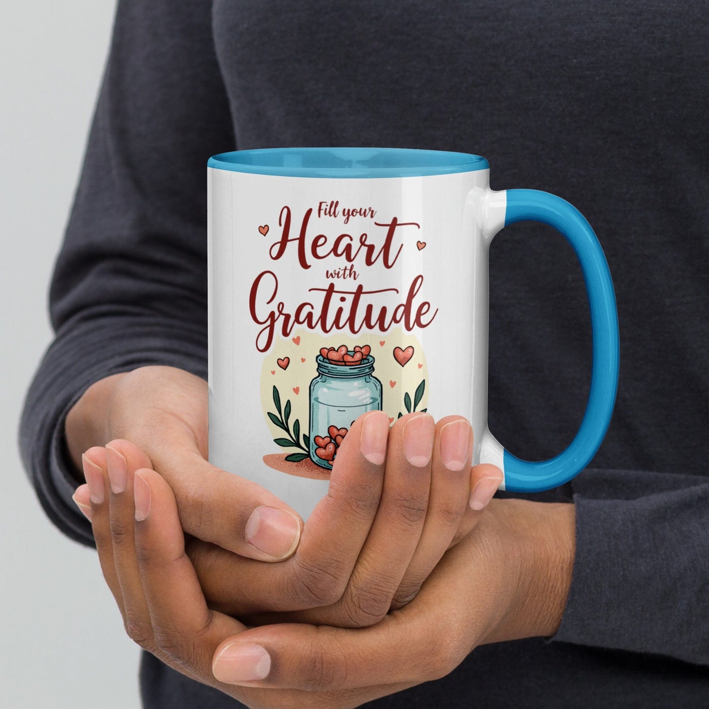 15oz Colourful Ceramic Mug with "Fill Your Heart with Gratitude" - Collections by Moke 16648700