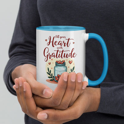15oz Colourful Ceramic Mug with "Fill Your Heart with Gratitude" - Collections by Moke 16648700