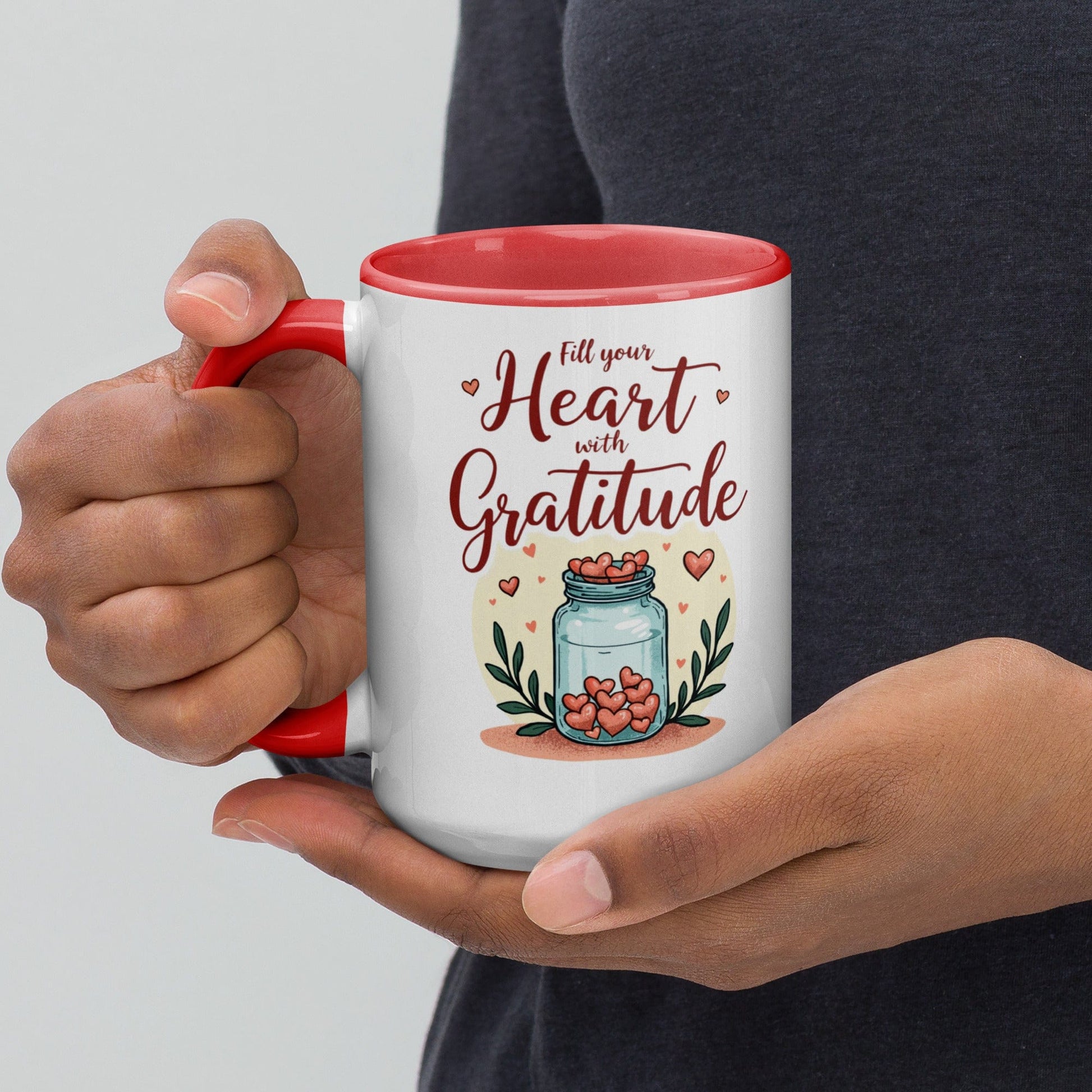 15oz Colourful Ceramic Mug with "Fill Your Heart with Gratitude" - Collections by Moke 39174757