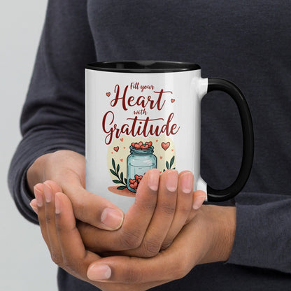 15oz Colourful Ceramic Mug with "Fill Your Heart with Gratitude" - Collections by Moke 61293961