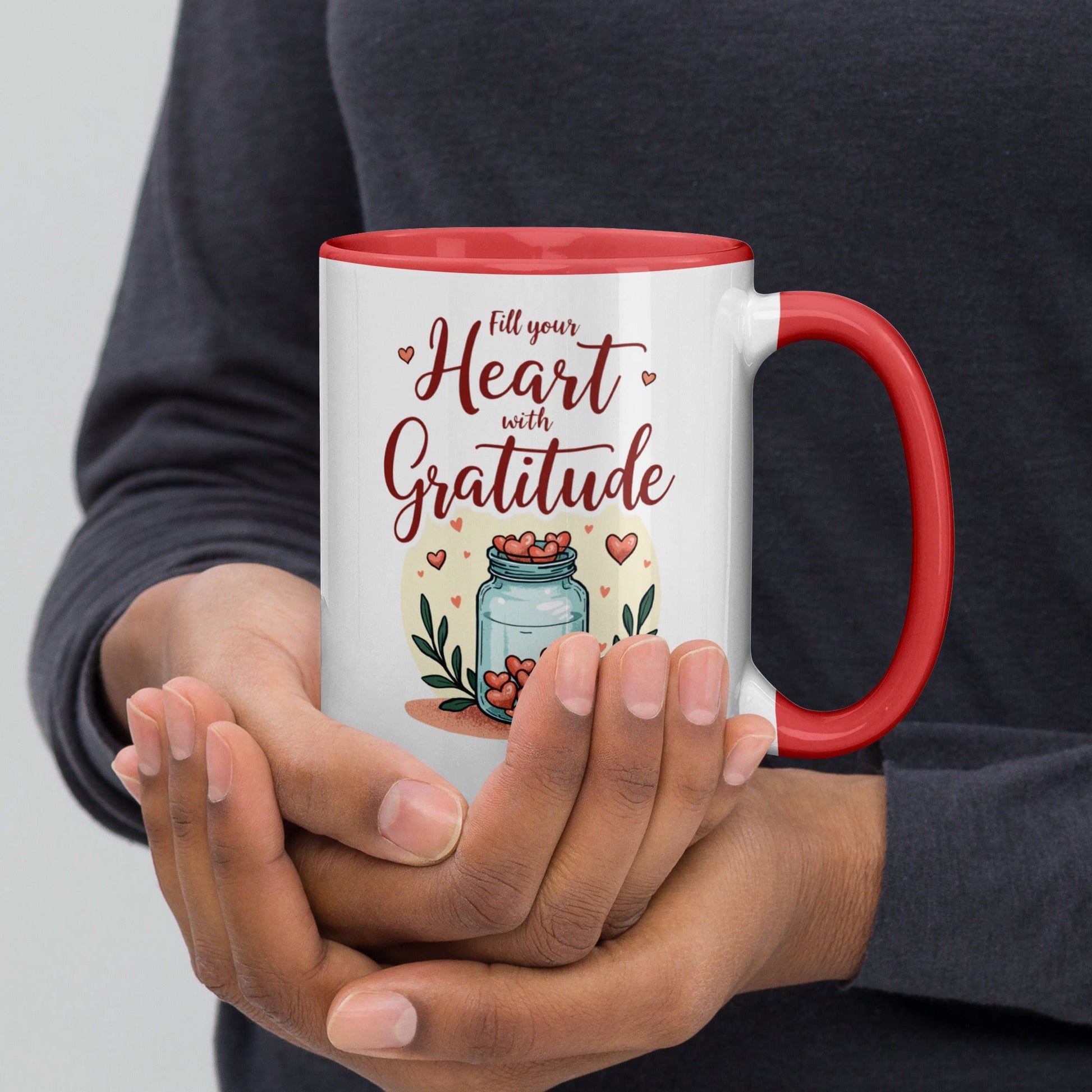 15oz Colourful Ceramic Mug with "Fill Your Heart with Gratitude" - Collections by Moke 56496827