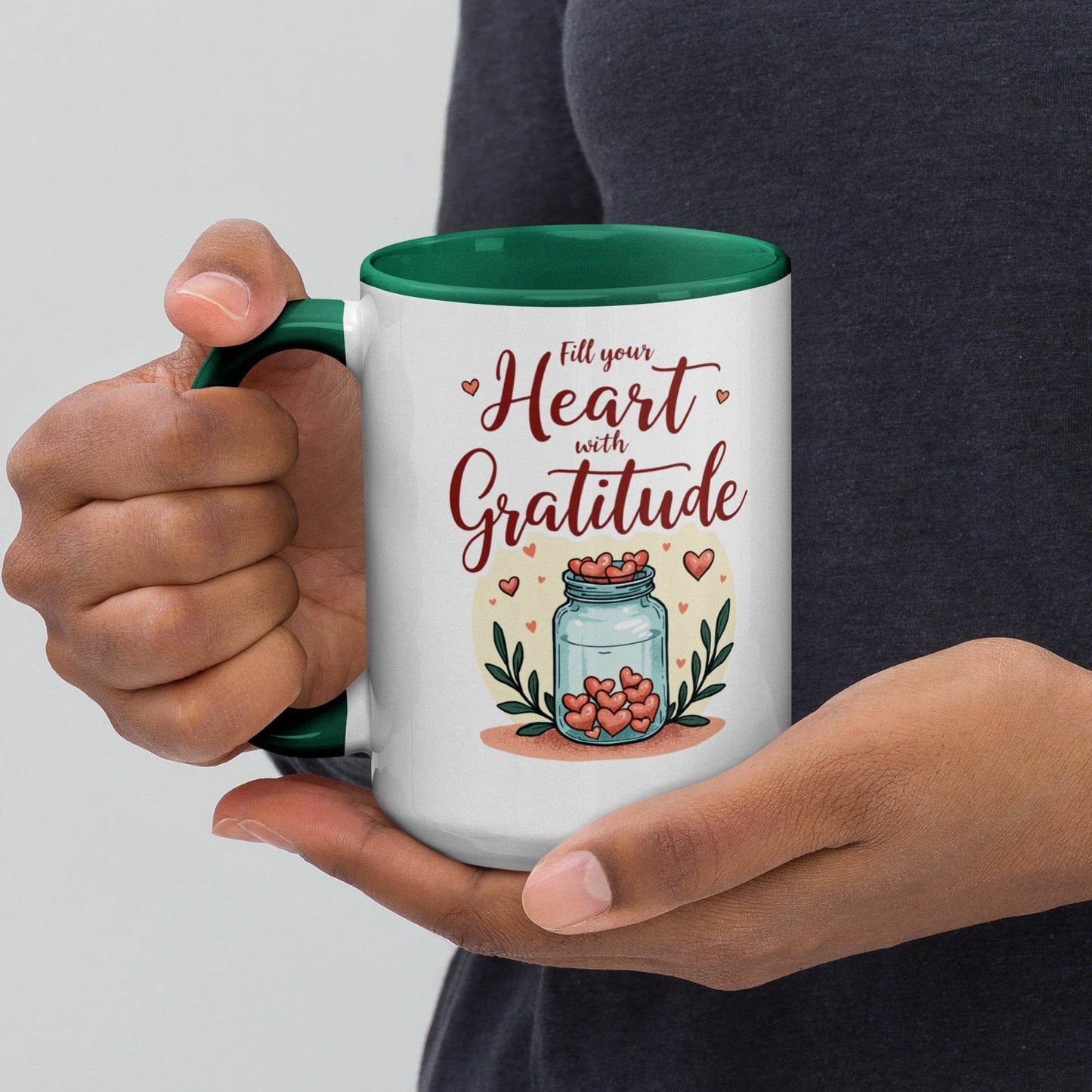 15oz Colourful Ceramic Mug with "Fill Your Heart with Gratitude" - Collections by Moke 33869485