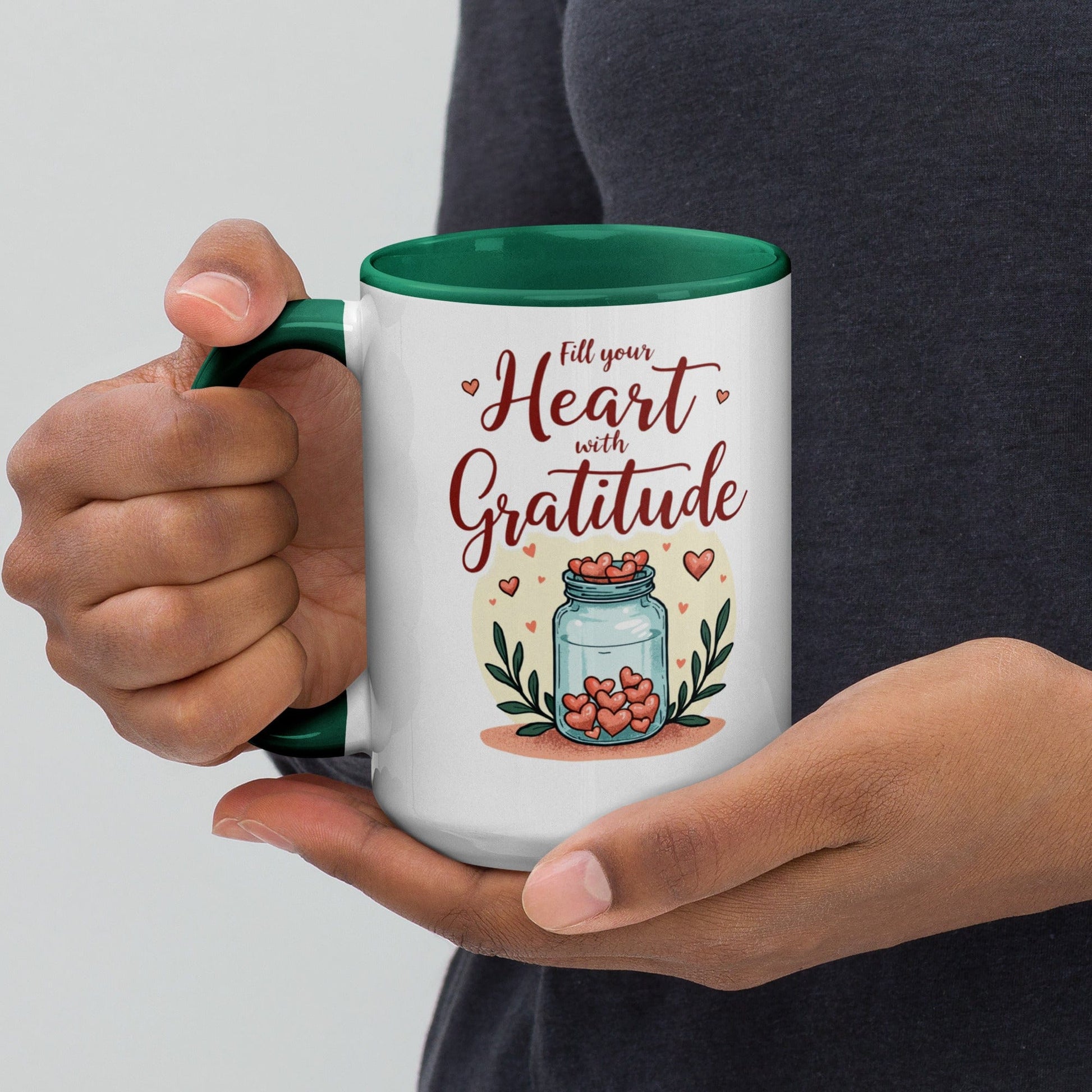 15oz Colourful Ceramic Mug with "Fill Your Heart with Gratitude" - Collections by Moke 33869485