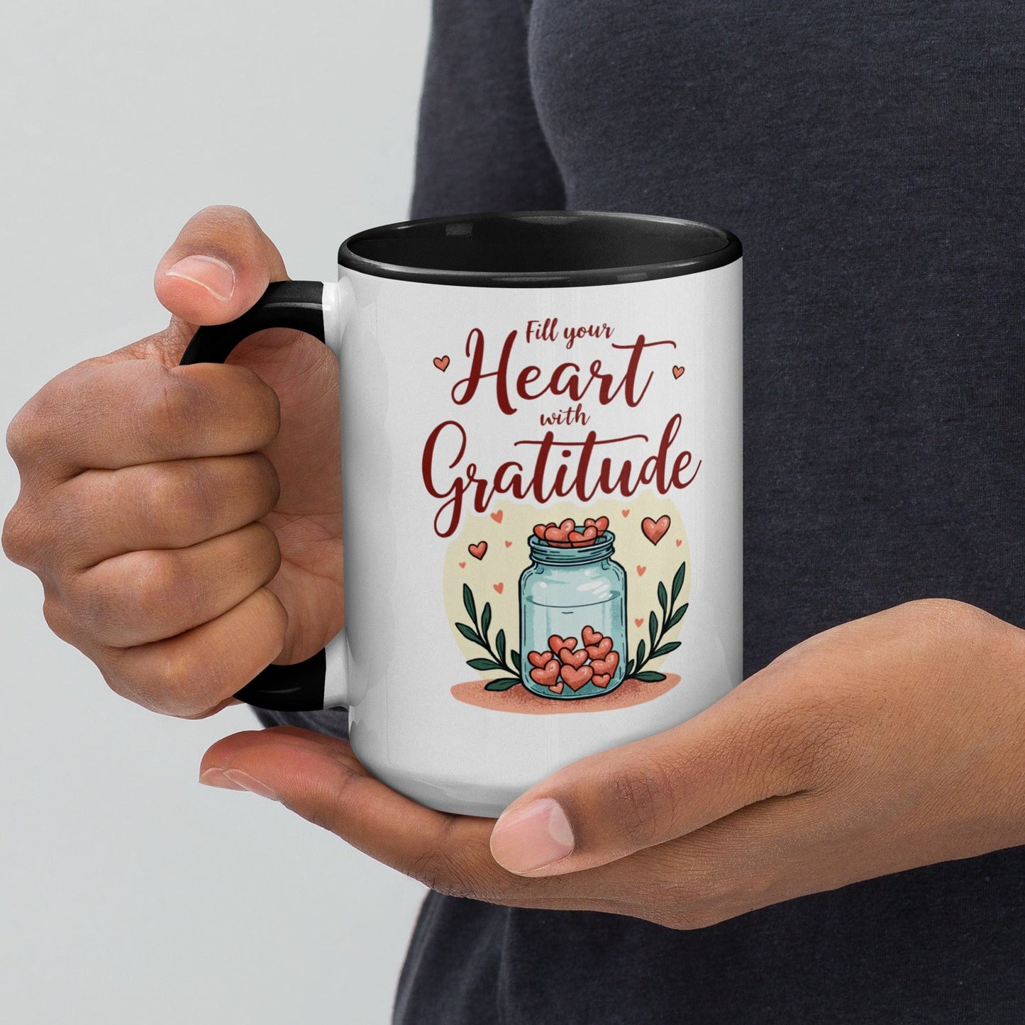 15oz Colourful Ceramic Mug with "Fill Your Heart with Gratitude" - Collections by Moke 32215186