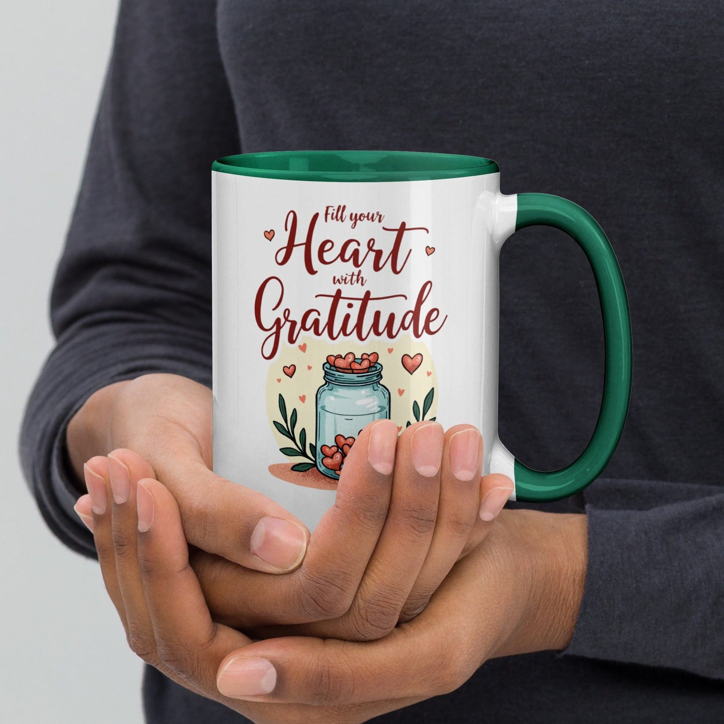 15oz Colourful Ceramic Mug with "Fill Your Heart with Gratitude" - Collections by Moke 55176453