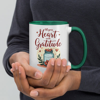 15oz Colourful Ceramic Mug with "Fill Your Heart with Gratitude" - Collections by Moke 55176453
