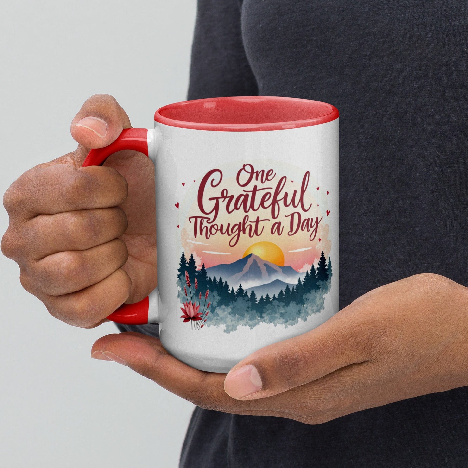 15oz Colourful Ceramic Mug with "One Grateful Thought a Day" - Collections by Moke 79970988
