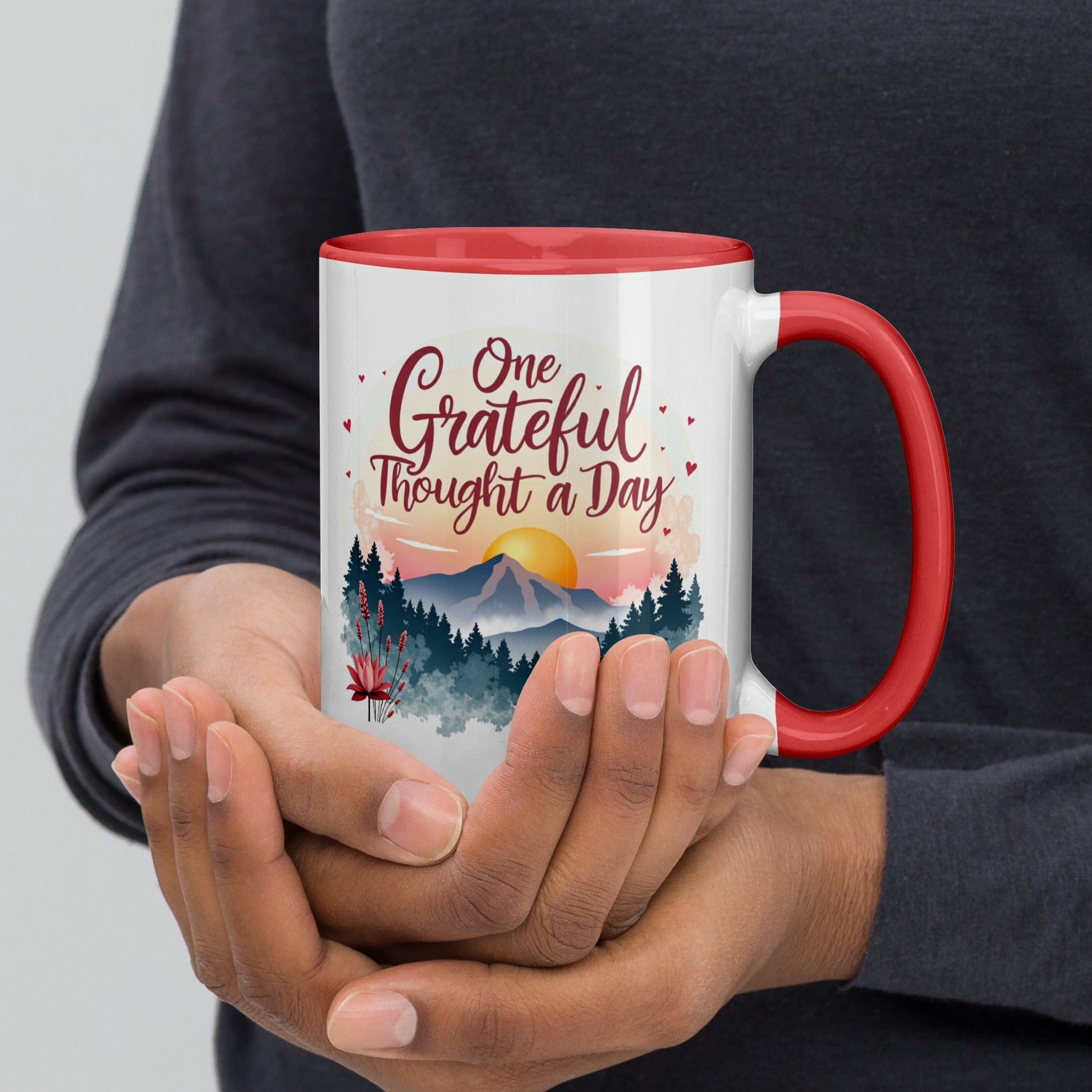 15oz Colourful Ceramic Mug with "One Grateful Thought a Day" - Collections by Moke 72299318