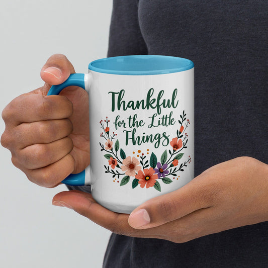 15oz Colourful Ceramic Mug with “Thankful for the Little Things” - Collections by Moke 86476194
