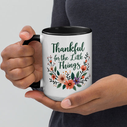 15oz Colourful Ceramic Mug with “Thankful for the Little Things” - Collections by Moke 85001921