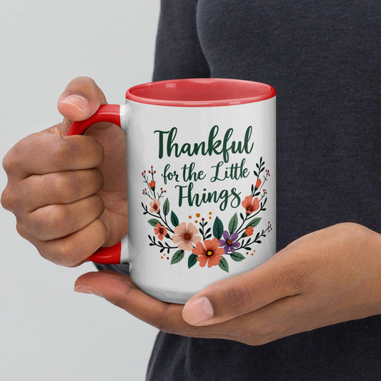 15oz Colourful Ceramic Mug with “Thankful for the Little Things” - Collections by Moke 90786786
