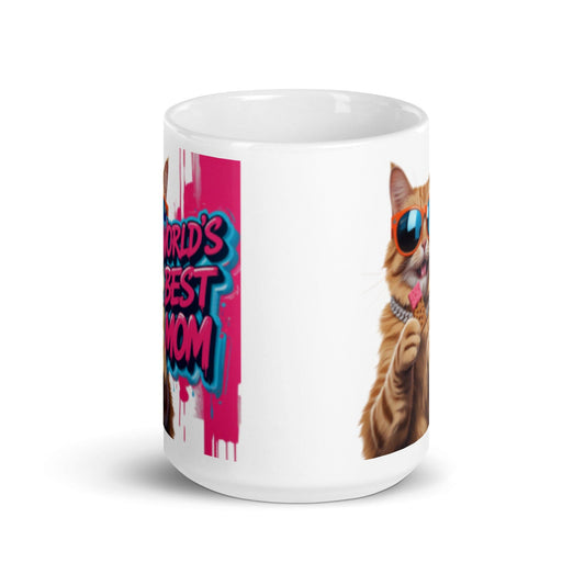 Cat on 15oz Ceramic Mug with "World's Best Mom" - Collections by Moke 5074093