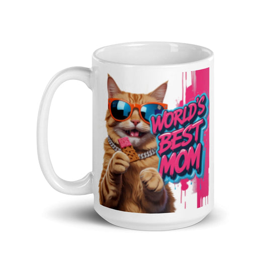 Cat on 15oz Ceramic Mug with "World's Best Mom" - Collections by Moke 96485610