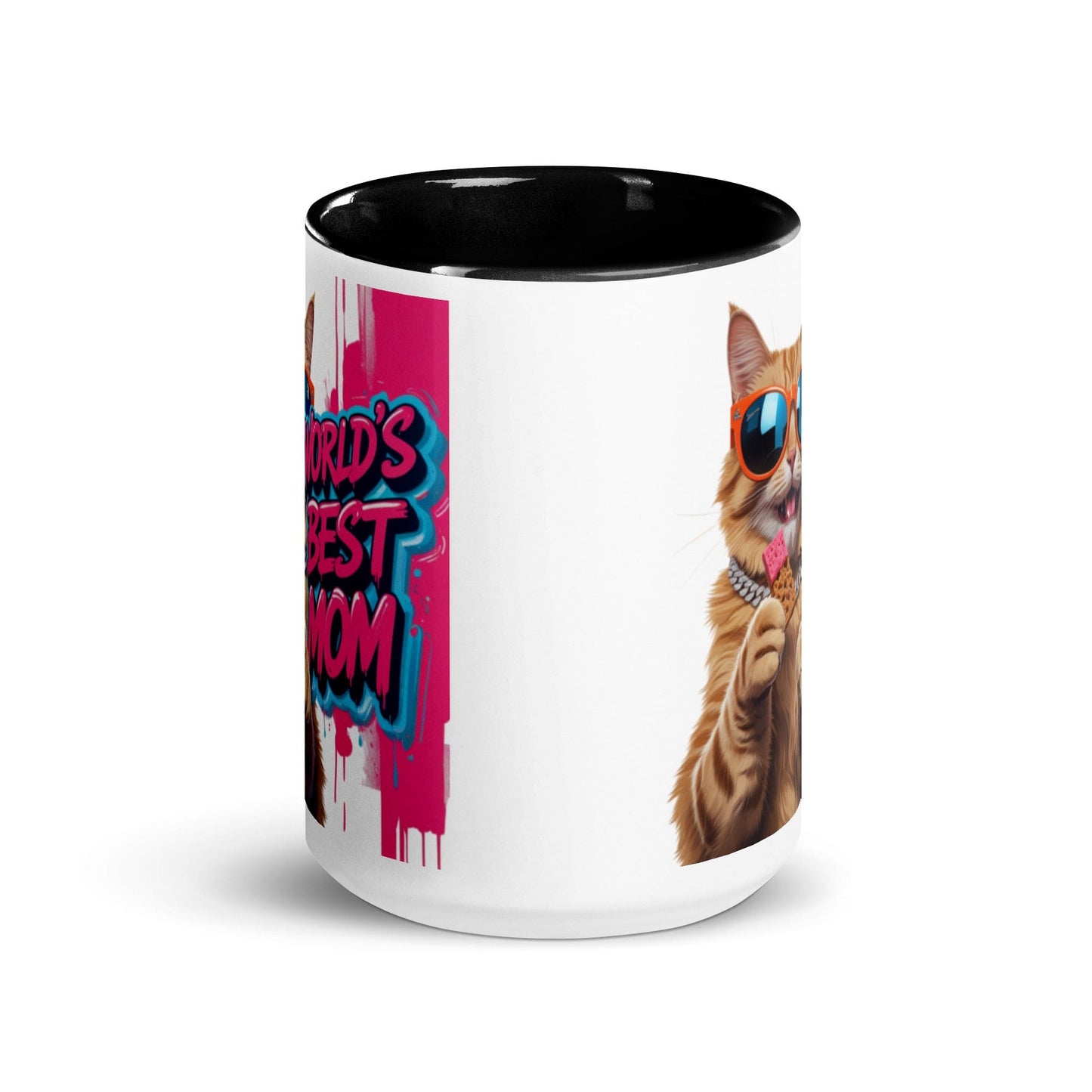 Cat on Colourful 15oz Ceramic Mug with "World's Best Mom" - Collections by Moke 81642940