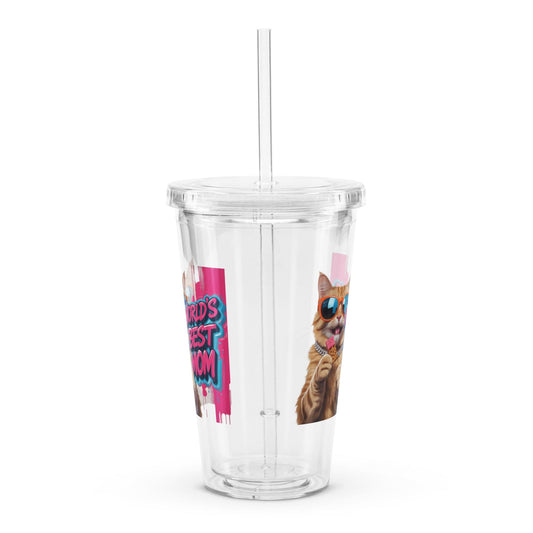 Cat on Plastic Tumbler with "World's Best Mom" for Cat-Mom - Collections by Moke 10351801