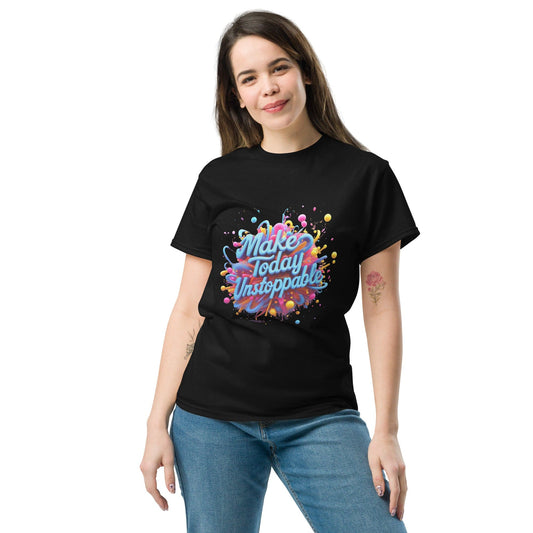 Classic T-Shirt with 3D render of "Make Today Unstoppable" - Collections by Moke 92173325