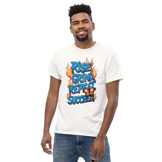 Classic T-Shirt with "Rise, Grind, Repeat, Succeed" - Collections by Moke 98073458