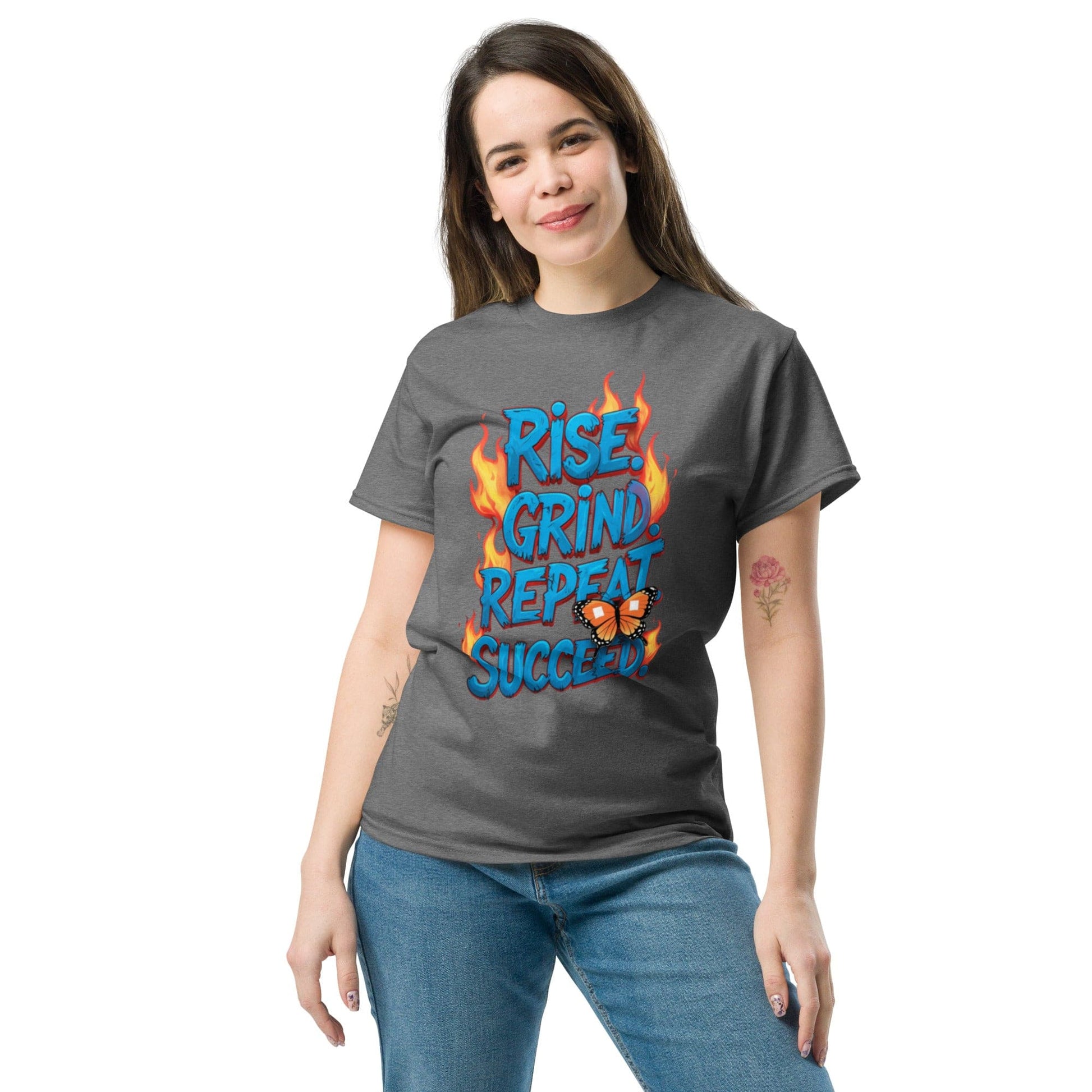 Classic T-Shirt with "Rise, Grind, Repeat, Succeed" - Collections by Moke 34837019