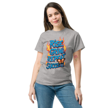 Classic T-Shirt with "Rise, Grind, Repeat, Succeed" - Collections by Moke 90527533