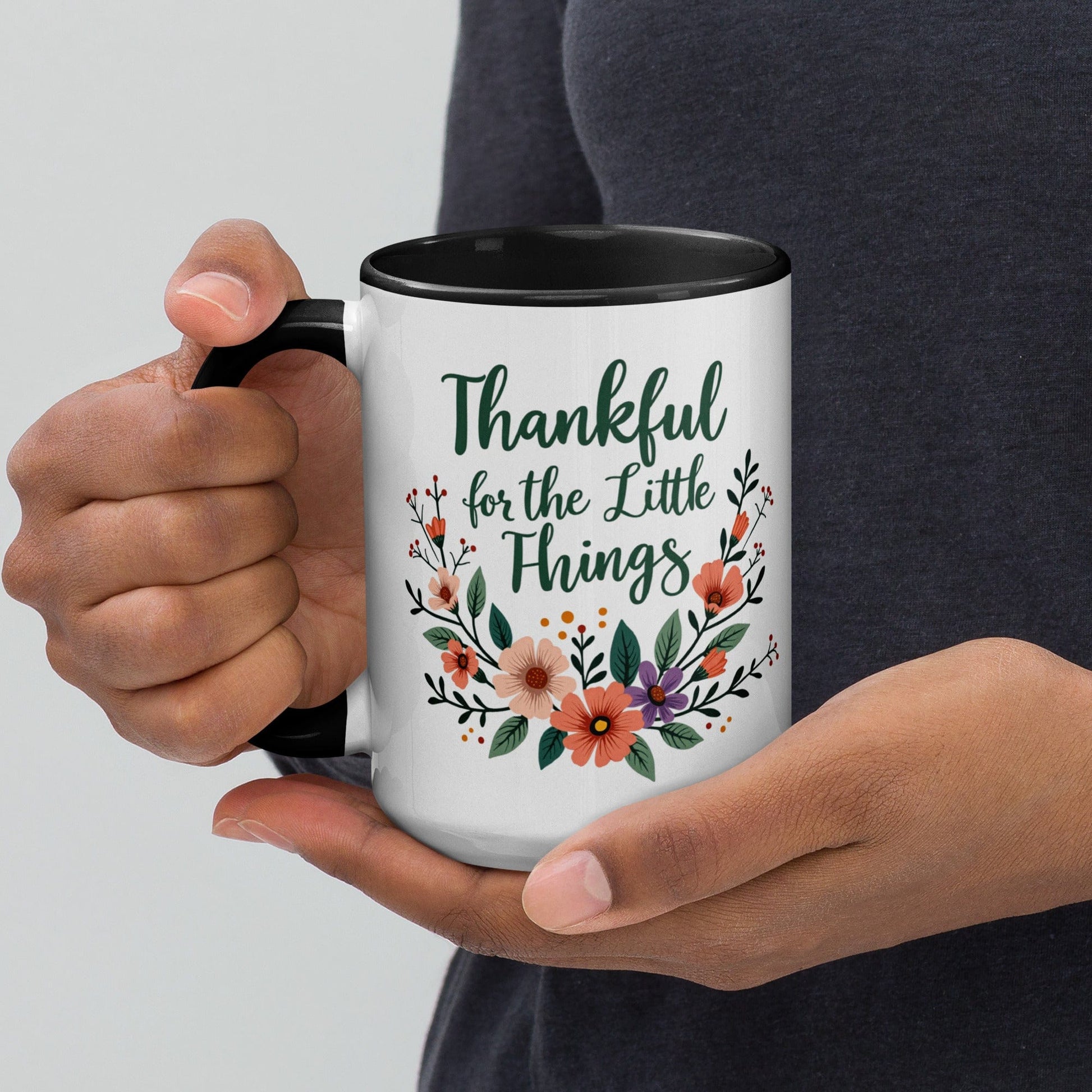 Colourful Ceramic Mug with "Thankful for the little things" - Collections by Moke 24181356