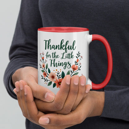 Colourful Ceramic Mug with "Thankful for the little things" - Collections by Moke 32042835