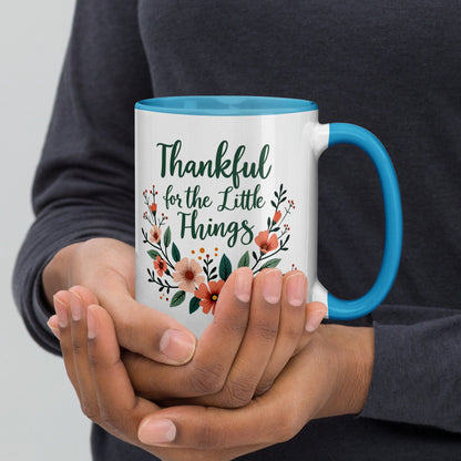 Colourful Ceramic Mug with "Thankful for the little things" - Collections by Moke 54340819