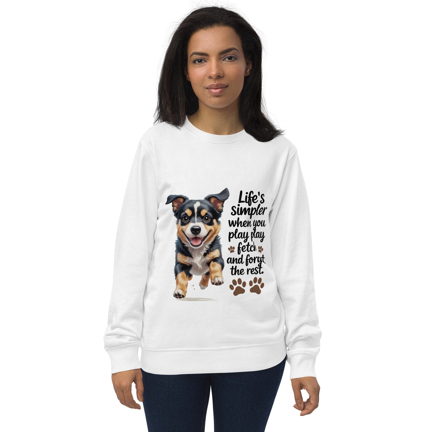 Cute Puppy on Sweatshirt 'Life’s simpler when you play play' - Collections by Moke 74170267
