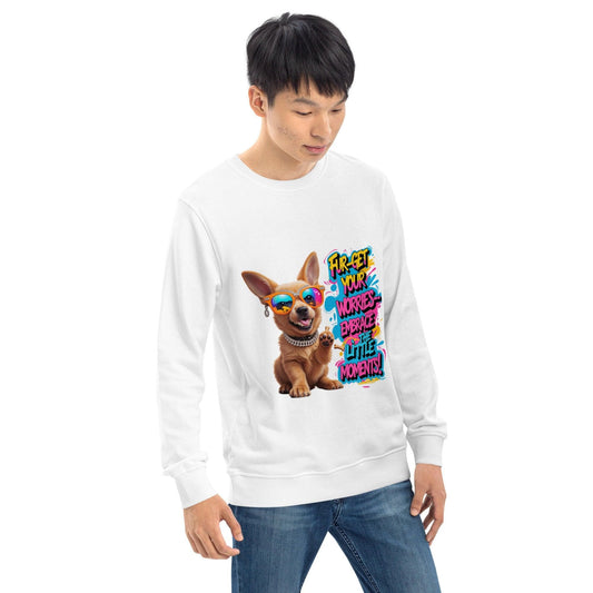Cute Puppy on Sweatshirt with "Fur-get your worries" - Collections by Moke 93595495