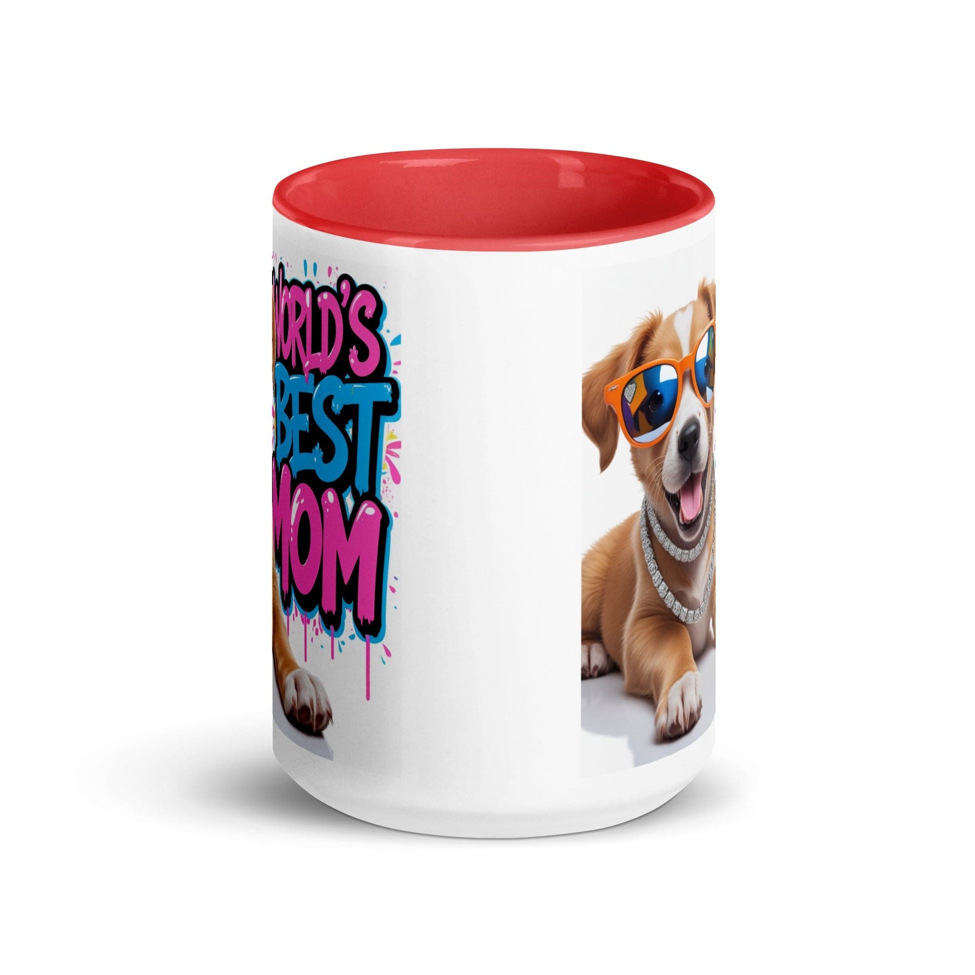 Dog on 15oz Colourful Ceramic Mug with "World's Best Mom" - Collections by Moke 67095248