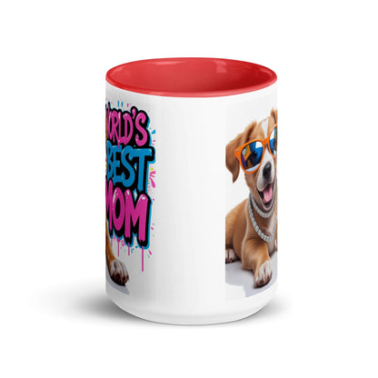 Dog on 15oz Colourful Ceramic Mug with "World's Best Mom" - Collections by Moke 67095248
