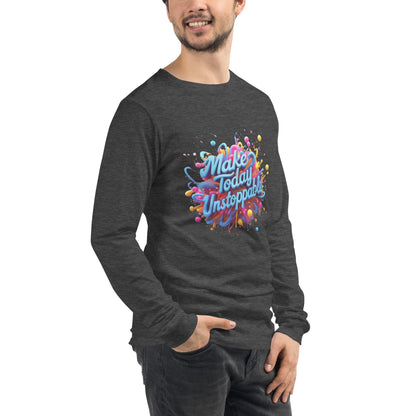 Long Sleeve T-Shirt with 3D render of "Make Today Unstoppable" - Collections by Moke 83675813