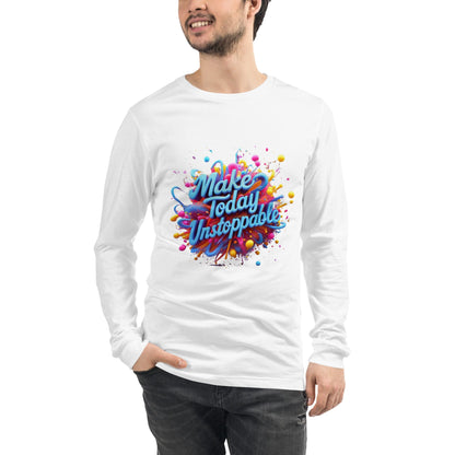 Long Sleeve T-Shirt with 3D render of "Make Today Unstoppable" - Collections by Moke 28197375